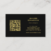 Blauwgroen en gouden steen QR code professional Visitekaartje (Achterkant)