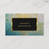 Blauwgroen en gouden steen QR code professional Visitekaartje (Voorkant)