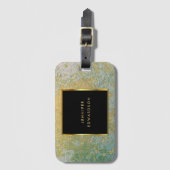 Blauwgroen en gouden stenen geode elegant bagagelabel (Voorkant (verticaal))