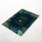 Blauwgroen en gouden tropische bachelorette folie uitnodiging (Gedraaid)