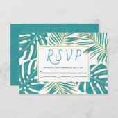 Blauwgroen en gouden tropische bladeren bruiloft R RSVP Kaartje (Voorkant / Achterkant)