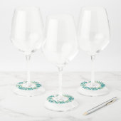 Blauwgroen en gouden tropische bladeren moderne br wijnglaslabel (Set)