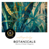 Blauwgroen en gouden tropische botanische decoupag tissuepapier