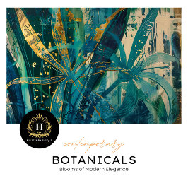 Blauwgroen en gouden tropische botanische decoupag tissuepapier