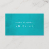 Blauwgroen en gouden tropische bruiloft plaatskaartje (Achterkant)