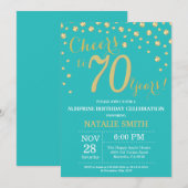 Blauwgroen en gouden verrassing 70ste verjaardag d kaart (Voorkant / Achterkant)