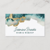 Blauwgroen en gouden Waterverf Professional Visitekaartje (Voorkant)