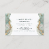 Blauwgroen en gouden Waterverf Visitekaartje (Achterkant)