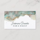 Blauwgroen en gouden Waterverf Visitekaartje (Voorkant)