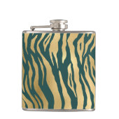 Blauwgroen en gouden Wild Animal Print Heupfles (Voorkant)