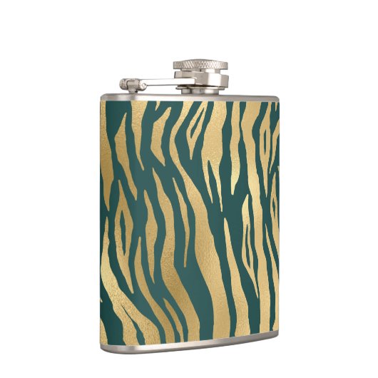 Blauwgroen en gouden Wild Animal Print Heupfles (Rechts)