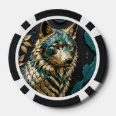 Blauwgroen en gouden wolf poker chips (Achterkant)