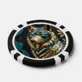 Blauwgroen en gouden wolf poker chips (Enkel)
