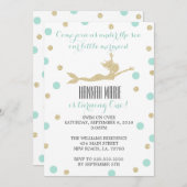 Blauwgroen en gouden zeemeermin verjaardagsfeestui kaart (Voorkant / Achterkant)