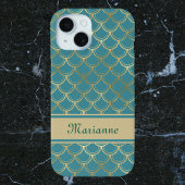 Blauwgroen en gouden zeemeerminnen met monogram na Case-Mate iPhone case