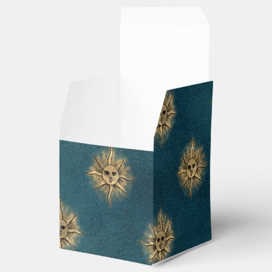 Blauwgroen en gouden  zon bedankdoosjes (Geopend)