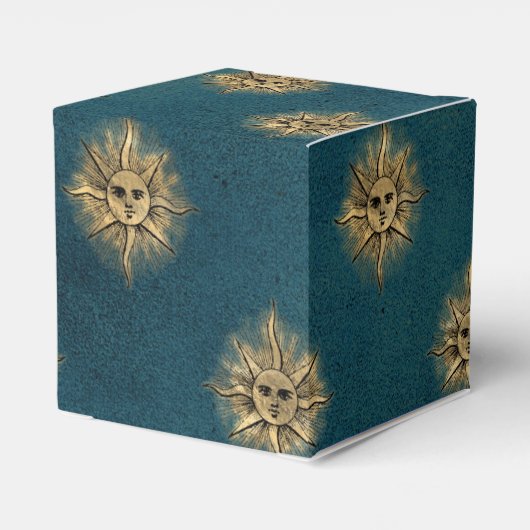 Blauwgroen en gouden  zon bedankdoosjes (Achterkant)