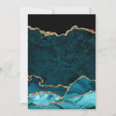 Blauwgroen en goudfaux Glitter Agate Wedding Bedankkaart (Achterkant)