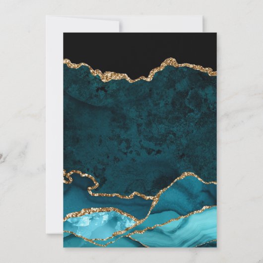 Blauwgroen en goudfaux Glitter Agate Wedding Bedankkaart (Achterkant)