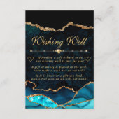 Blauwgroen en goudfaux glitter Agate Wishing Well Informatiekaartje (Voorkant)