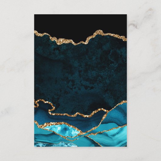 Blauwgroen en goudfaux glitter Agate Wishing Well Informatiekaartje (Achterkant)