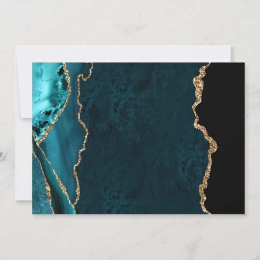 Blauwgroen en goudfeeën Glitter Marble Agate Weddi Bedankkaart (Achterkant)