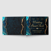 Blauwgroen en goudfeesten Glitter Agate Weddenscha Gastenboek (Volledig)