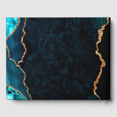 Blauwgroen en goudfeesten Glitter Agate Weddenscha Gastenboek (Achterkant)