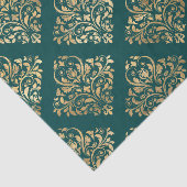 Blauwgroen en goudfolie Antiek Tissuepapier (Detail)