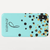 Blauwgroen en goudfolie Girly Confetti Monogram Case-Mate iPhone Case (Achterkant (horizontaal))