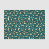 Blauwgroen en goudfolie Leopard Spots Tissuepapier (Voorkant)