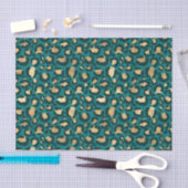 Blauwgroen en goudfolie Leopard Spots Tissuepapier (Craft)