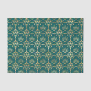 Blauwgroen en goudfolie Vintage Tissuepapier