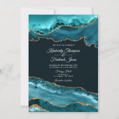 Blauwgroen en goudgeaarde bruiloft kaart (Voorkant)