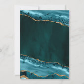 Blauwgroen en goudgedag marmer Wedding Kaart (Achterkant)