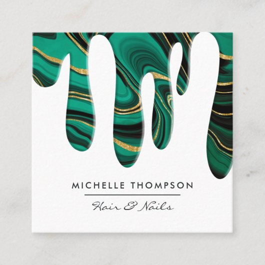 Blauwgroen en goudgetijden vierkante visitekaartje (Voorkant)