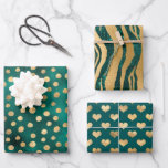 Blauwgroen en goudglam inpakpapier vel<br><div class="desc">Faux folie en glitter blauwgroen en goud antiek damppakpapier.</div>