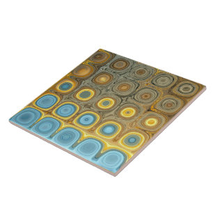 Blauwgroen- en goudglasblokken tegeltje