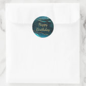 Blauwgroen en goudglitter marmer Agate Birthday Ronde Sticker (Tas)