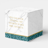 Blauwgroen en goudglitter Moderne marmer xoxo Bedankdoosjes (Achterkant)