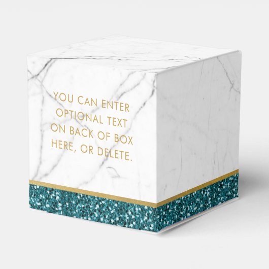 Blauwgroen en goudglitter Moderne marmer xoxo Bedankdoosjes (Achterkant)
