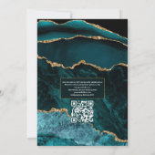 Blauwgroen en goudgrijs QR-code RSVP Weddenschap Kaart (Achterkant)