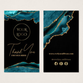 Blauwgroen en goudhoudende verpakking visitekaartje