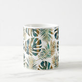 Blauwgroen en goudkleurig tropisch blad koffie mok (Center)