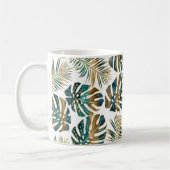 Blauwgroen en goudkleurig tropisch blad koffie mok (Links)