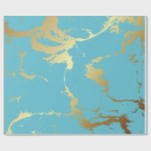 Blauwgroen en goudkleurige acrylverf Abstracte bac Cadeaupapier (Vlak)