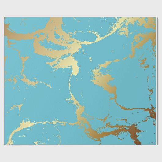 Blauwgroen en goudkleurige acrylverf Abstracte bac Cadeaupapier (Vlak)