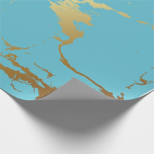 Blauwgroen en goudkleurige acrylverf Abstracte bac Cadeaupapier (Hoek)