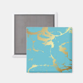 Blauwgroen en goudkleurige acrylverf Abstracte bac Magneet (Voorkant / Achterkant)