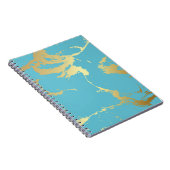 Blauwgroen en goudkleurige acrylverf Abstracte bac Notitieboek (Rechterzijde)